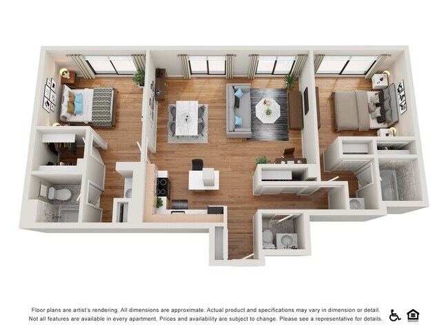 2 Bedroom 2.5 Bath B PHD4 floor plan